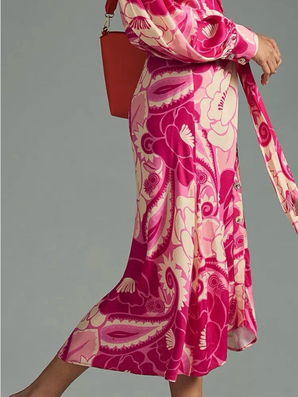 FARM Rio Pink & Cream Floral Midi Dress